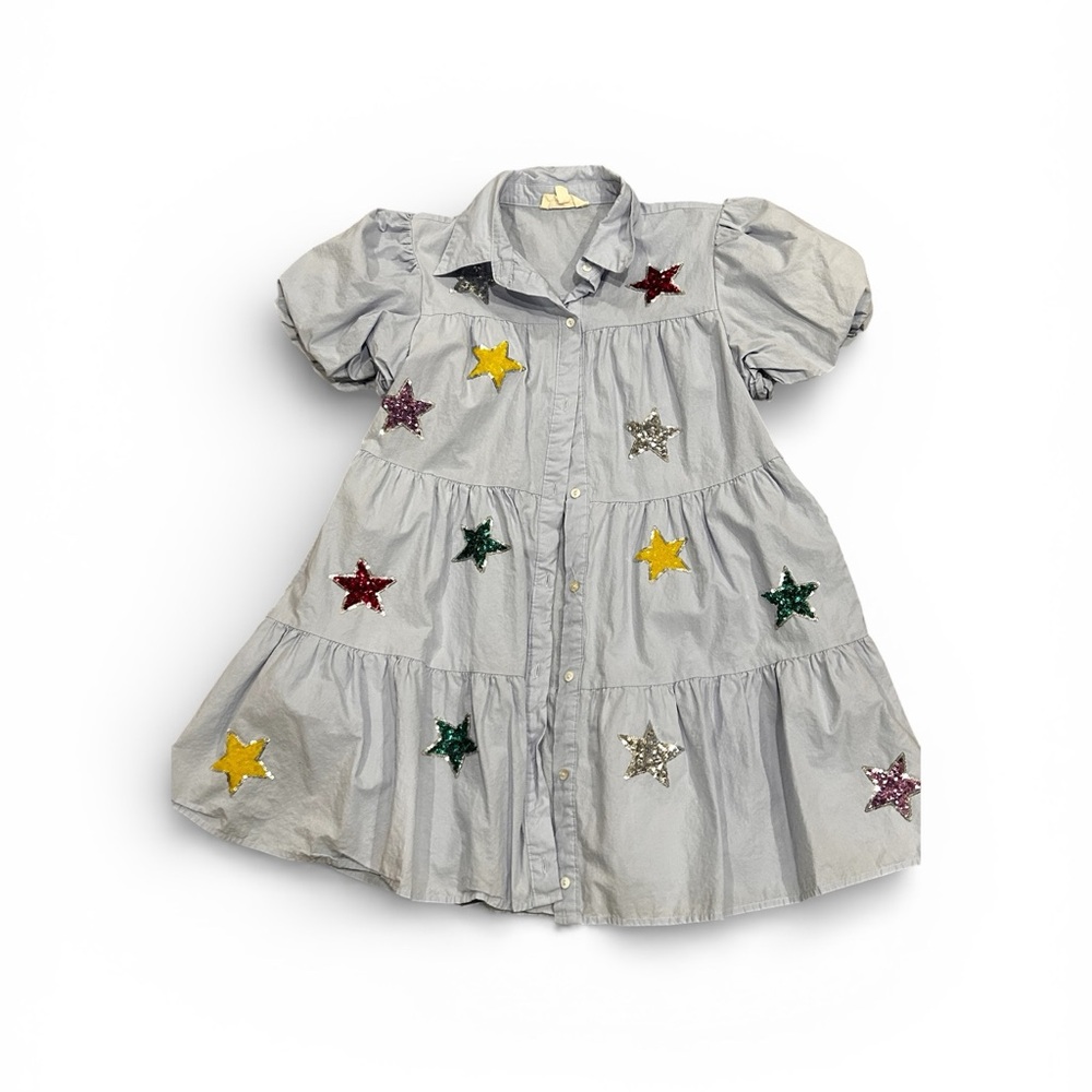 Star Embellished Gray Dress